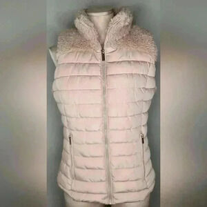 Calvin Klein NWT New Quilted Faux Fur Women's Vest Size Small